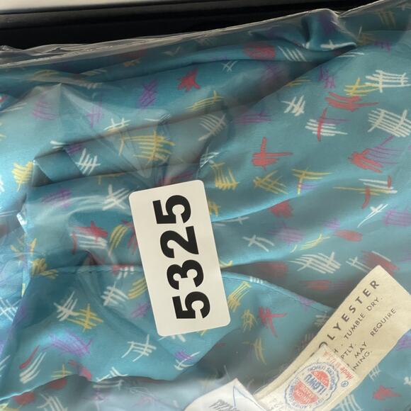 Vintage Neiman Marcus Dress Womens Medium Blue Printed Ruffle Retro USA Made - Picture 15 of 16